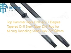Top Hammer Rock Drill H22 7 Grade Taper Drill Rod voor mijnbouw Tunneling Shank Hex 22 * 108mm